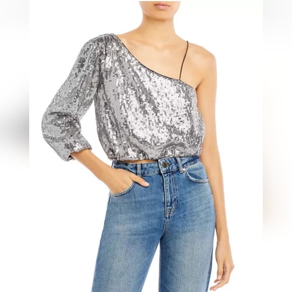 Alice + Olivia Tops - NWT Alice And Olivia Lucinda Sequin Asymmetric Top Size M